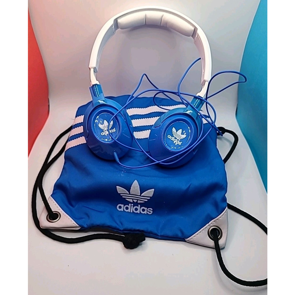 Adidas Sennheiser HD 220 Over Ear Closed Back Headphones With Bag Blue White